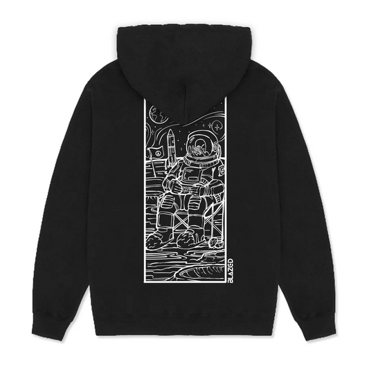 Blazed Oversized chill hoodie, earth design, back side, black